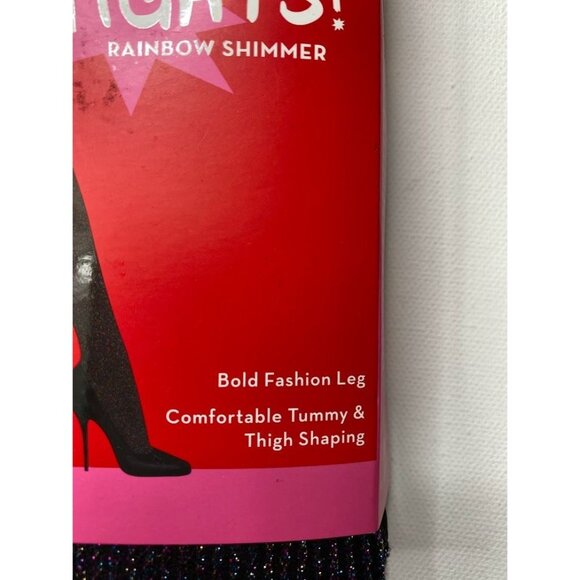 SPANX Tight End‎ Tights Women's  Sz A Black Metallic Sparkle Rainbow Shimmer NEW - Picture 8 of 15